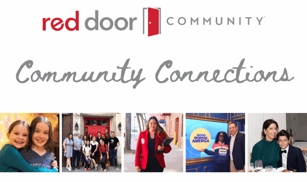 Images of Red Door Community members surrounding the words community connections - Red Door Community's new blog